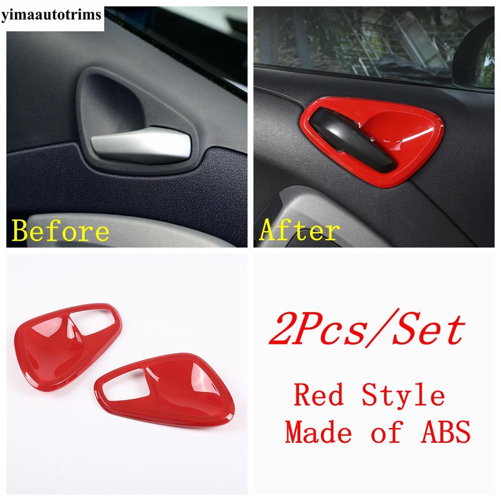 Red Hand Brake / Steering Wheel / Window Lift / Handle Bowl / Warning Lamp Cover Trim Accessories For Smart Fortwo 451 2009-2015