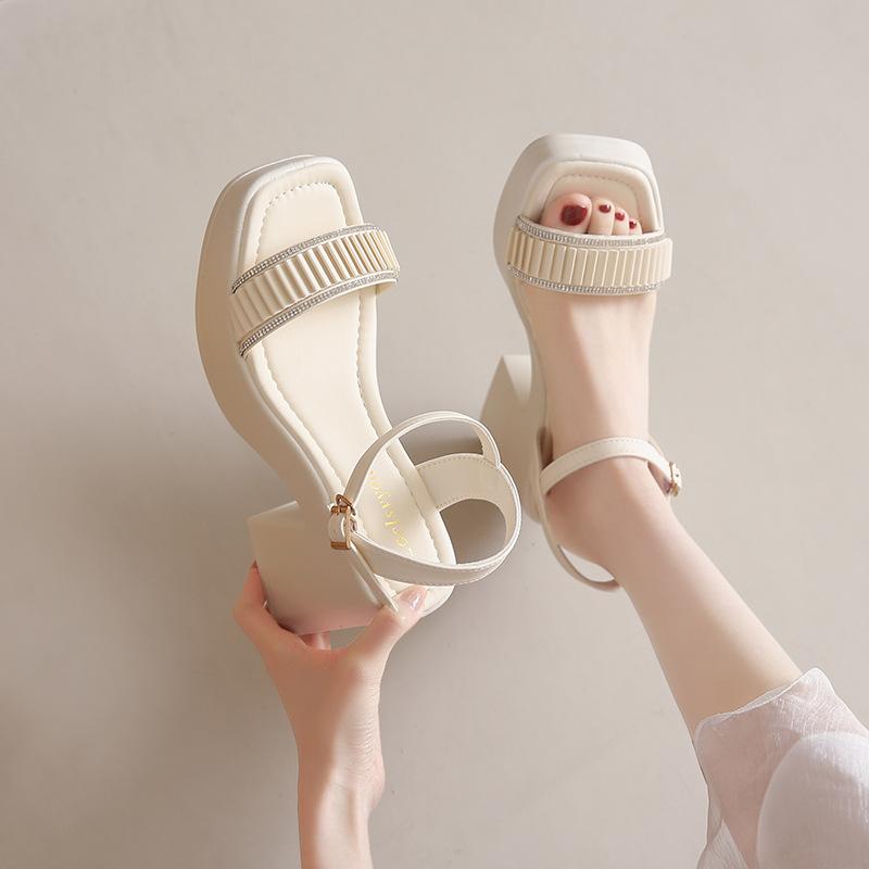 Сказочный стиль французские высокие каблуки женские толстый каблук лето новый юбка женские платформа высокий каблук сандалии женские