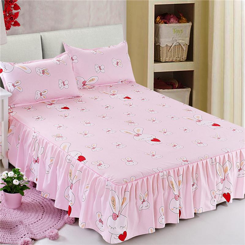 Bed Skirt Anti-dirty Sheet Bedspread Printed Elastic Band Bedclothes Queen King Skin-friendly Beds Protector Bedroom Decoration