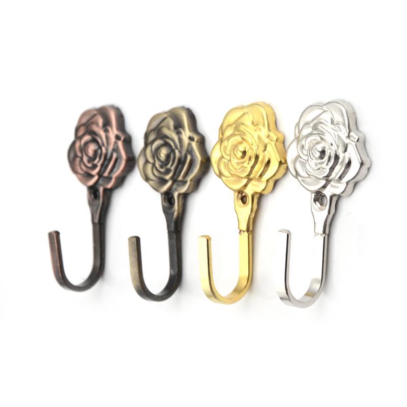 2 шт./набор Металлические крючки для штор с узором розы Домашний настенный дверной декоративный крючок Подхваты