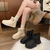 Женские зимние ботинки на толстой платформе, зимние теплые ботинки с подкладкой из искусственного меха и молнией, повседневные удобные нескользящие короткие ботинки, обувь для женщин