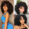 Women Short Curly Bob Hair Afro Black Wig With Bangs Synthetic Full Wig Daily Cosplay Party Use High Temperature Fiber Wigs