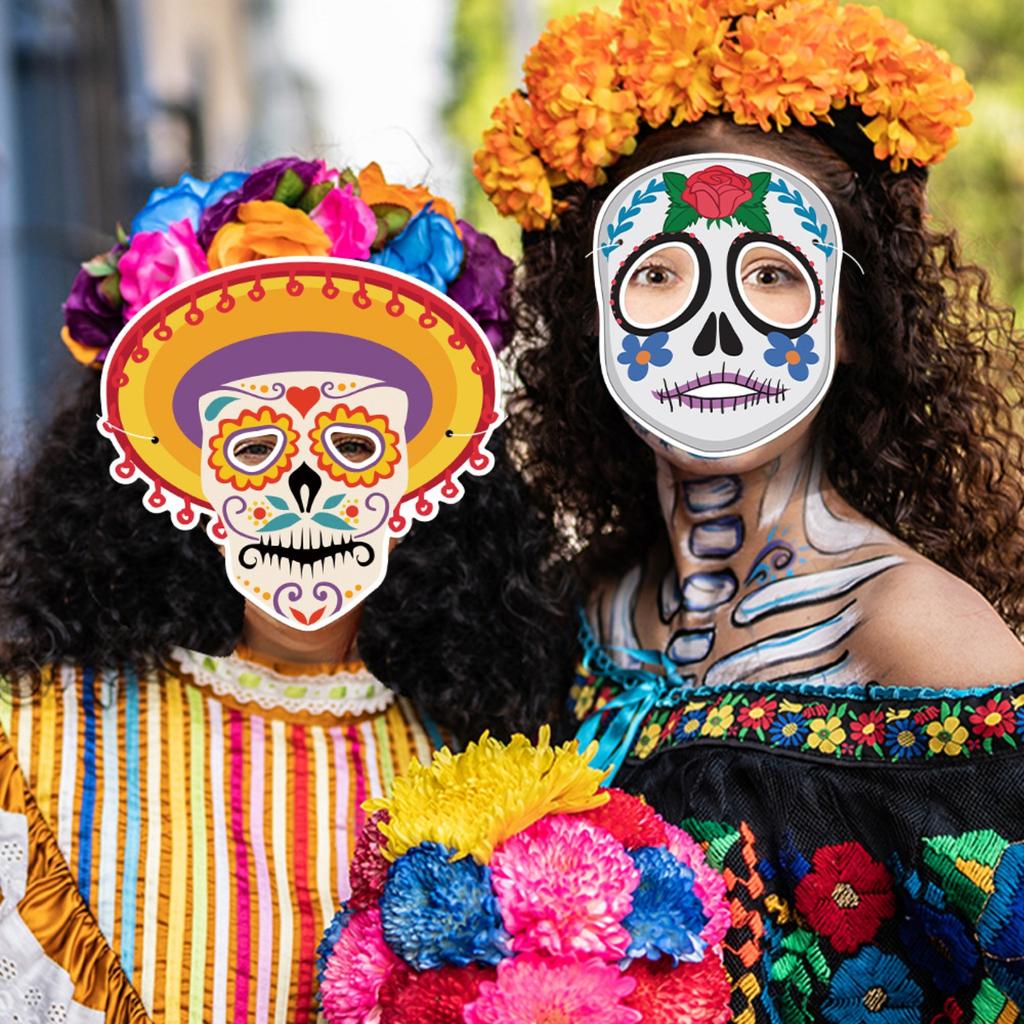 Mexican Day Of The Dead Decoration Masks Day Of The Dead Party Decoration Face Decorations Spooky Selfie Photo Props