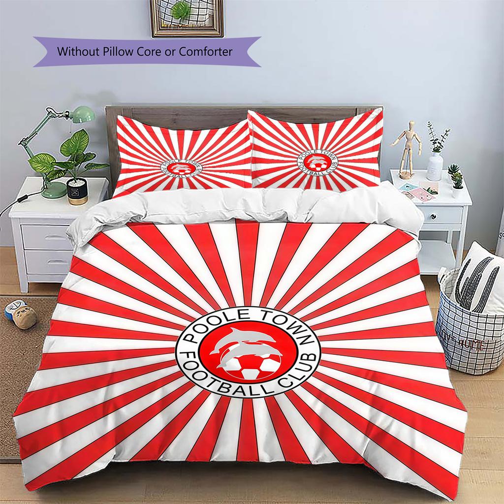 Poole Town Football Club Pattern Bedding Quilt Set Home Decoration Gift (1 * duvet cover + 2 * pillowcase without core)