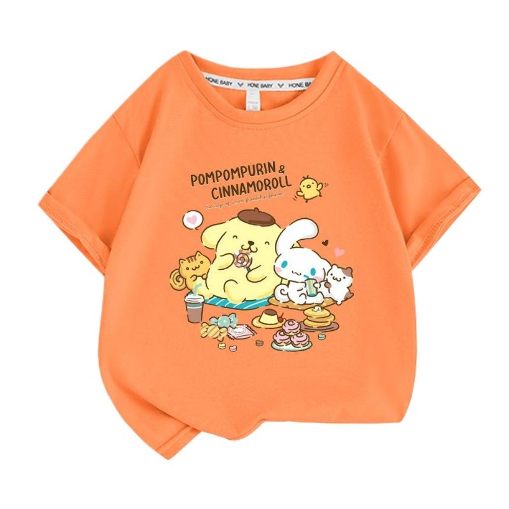 Summer Baby Girls Clothes Kid Children Boys Pompompurin Printed T-shirts Cartoon Short Sleeve Top Outfits