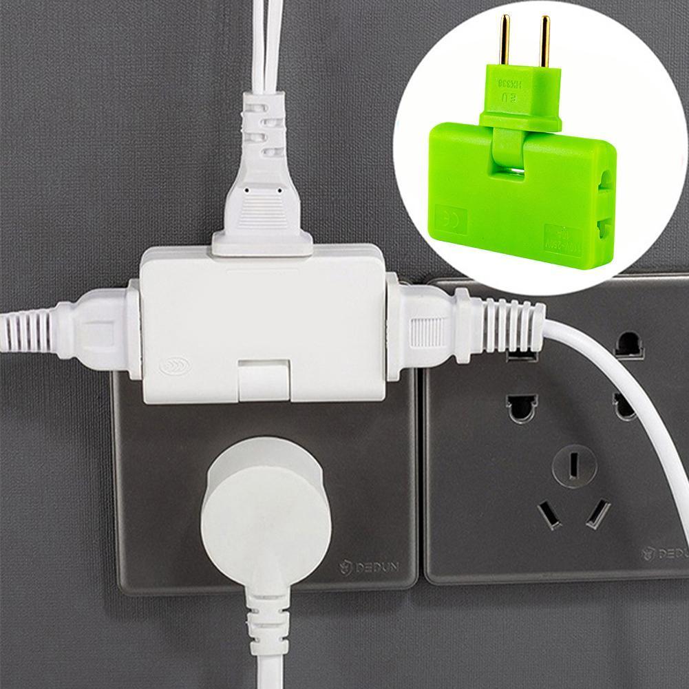 180 Degree Rotating EU Plug Converter with Three Extension Plugs, Mini Slim Wireless Outlet Adapter with Light for Convenience
