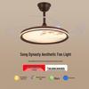Retro Walnut Fan Light Chandelier – Song Dynasty Aesthetic for Dining & Bedroom