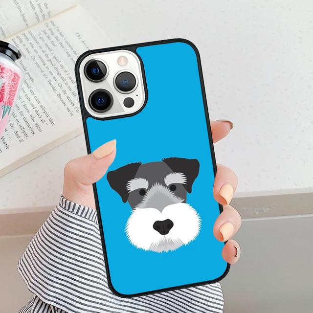 Cute Pet Dog Miniature Schnauzer Phone Case For iPhone 5 6 7 8 Plus X XR XS SE2020 Apple 11 12 13 Mini Pro Max Galaxy S20 S21