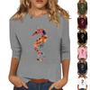 Женская мода повседневная три четверти рукава гиппокамп печать круглый вырез пуловер топ