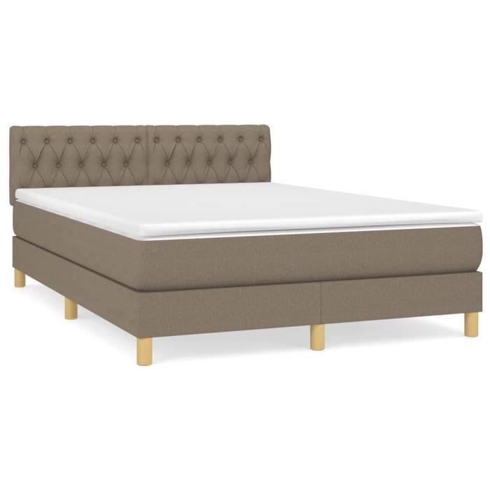 3140861 vidaXL Divan Bed with Mattress Taupe 140x200 Cm Fabric
