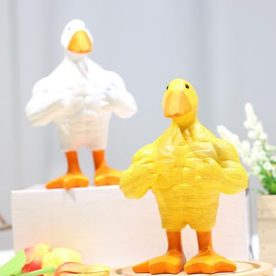 Фигурка мышечной утки, магнитный держатель для ключей, статуя утки, скульптура из смолы, модель животного, игрушка, украшение для домашнего офиса и рабочего стола, орнамент