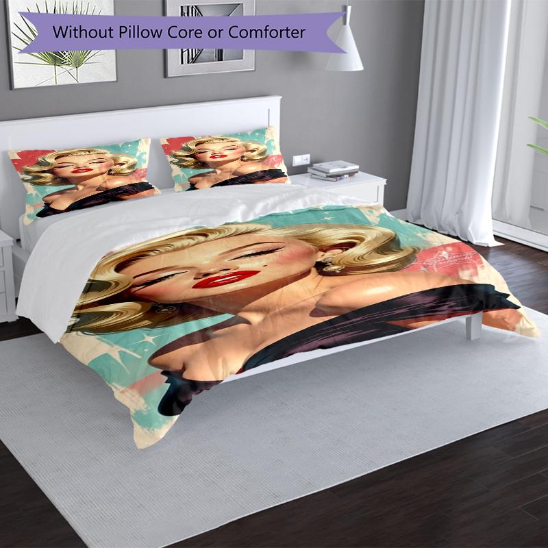 Marilyn Monroe Art Design Bed Bedding Set 1 Duvet Cover + 2 Pillowcases Soft Breathable Household Bed Linens