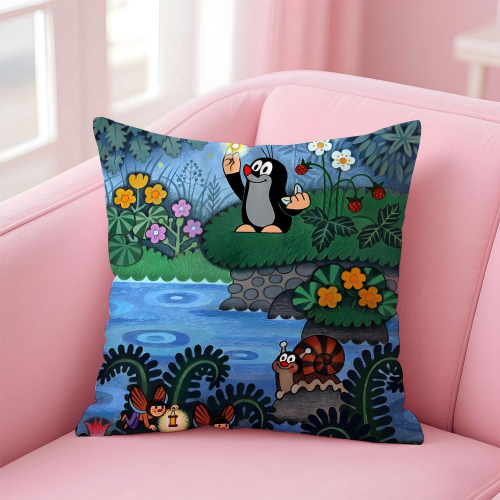 Cute Cartoon The LLittle Moles animation Cushion Cover Pillowcase Short Plush Invisible zipper Room Sofa Cushion Cover