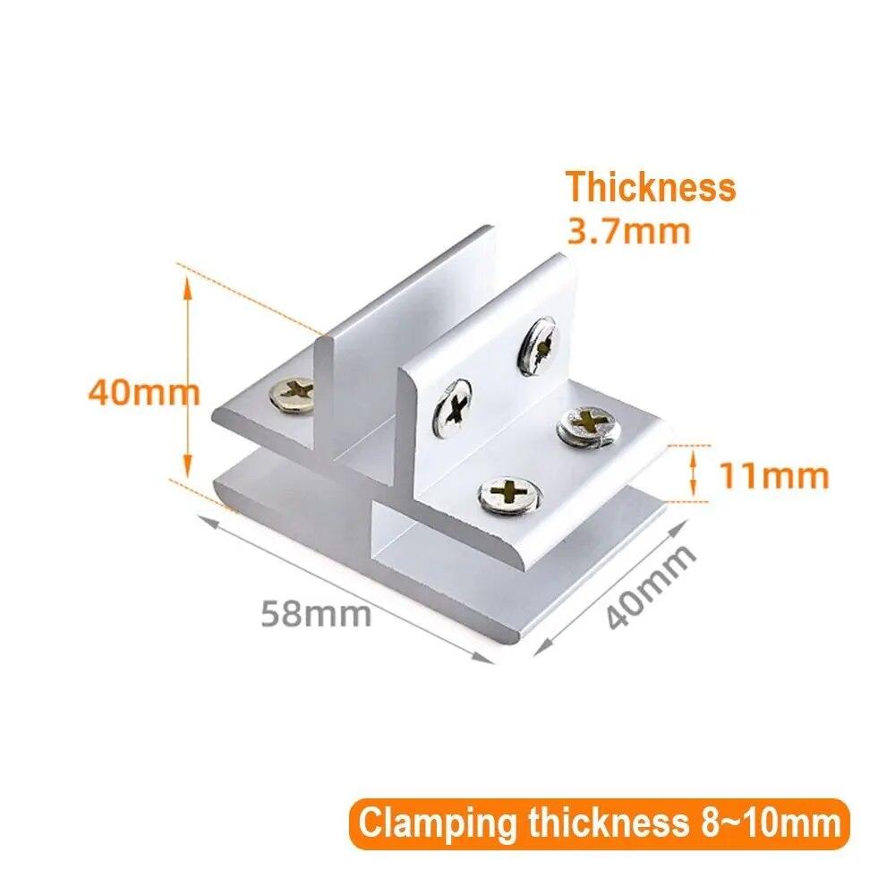 2Pcs L T Type Right Angle Glass Door Hinge Clamp Mirror Clip Shelf Holder Showcase Combination Connecting 6-12mm Glass Fitting