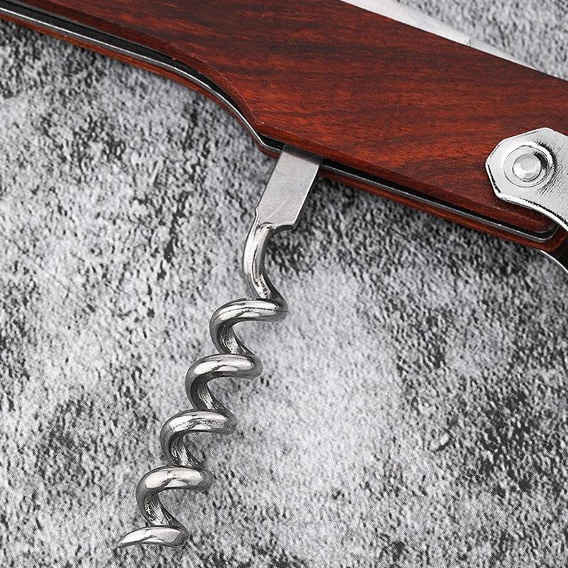 Портативный деревянный штопор для винных бутылок Профессиональный штопор из нержавеющей стали Многофункциональный штопор для пивных бутылок Инструмент для кухни и бара