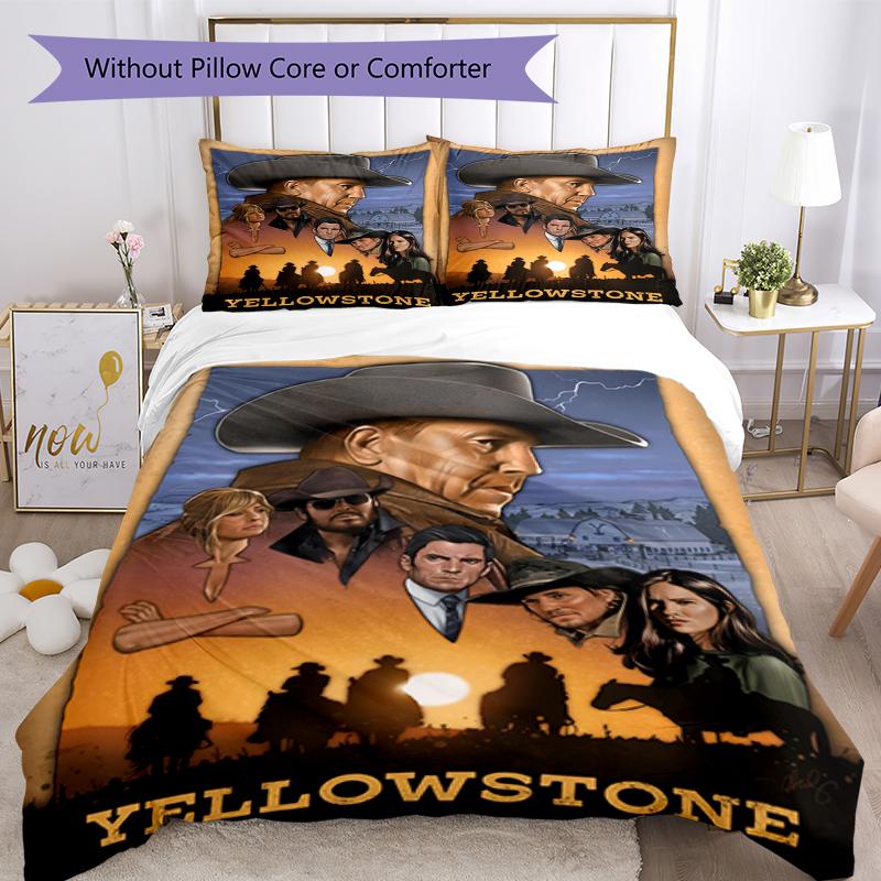 3 шт. Постельное белье Yellowstone с пододеяльником, включает 1 пододеяльник и 2 наволочки, мягкое и удобное для всех сезонов.