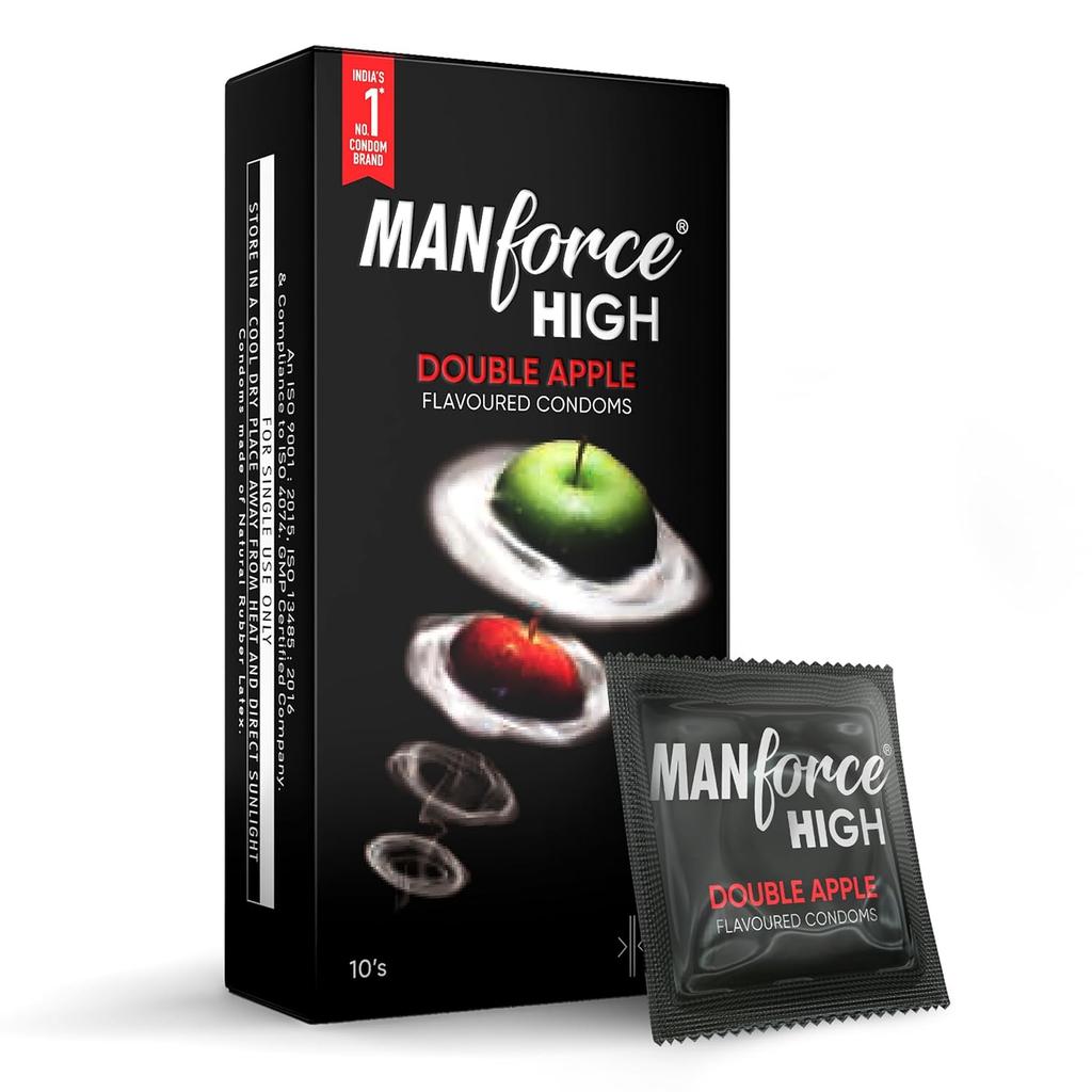 Manforce Презервативы с двойным ароматом яблока для мужчин | 10 шт. | Ультратонкие презервативы | Смазанные латексные презервативы