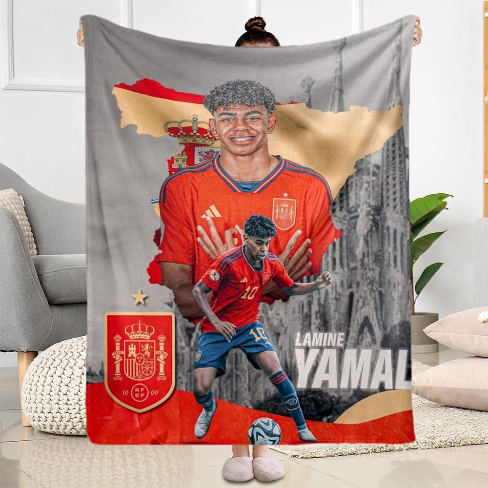 Lamine Yamal's Barcelona Player Celebration Blanket Comfortable Perfect for Livingroom Seaside Couch Four Seasons Multipurpose Modern