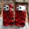 Phone Case: 2D flat design suitable for iPhone 18 17 16 15 14 13 Pro film protective case, couple style, wine red satin, Christmas and Halloween gift