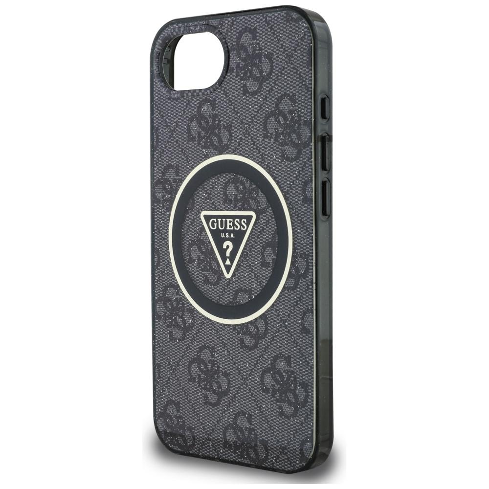 Guess IML Metal Glitter 4G Circle Triangle MagSafe Case for iPhone 16e / 17e black