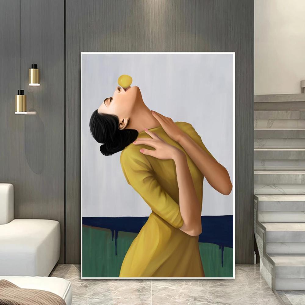 Модный постер с пузырьками, женщина в шляпе, скандинавский портрет, холст, картина, домашний декор, настенное искусство, 3 шт., поп-картины для украшения гостиной