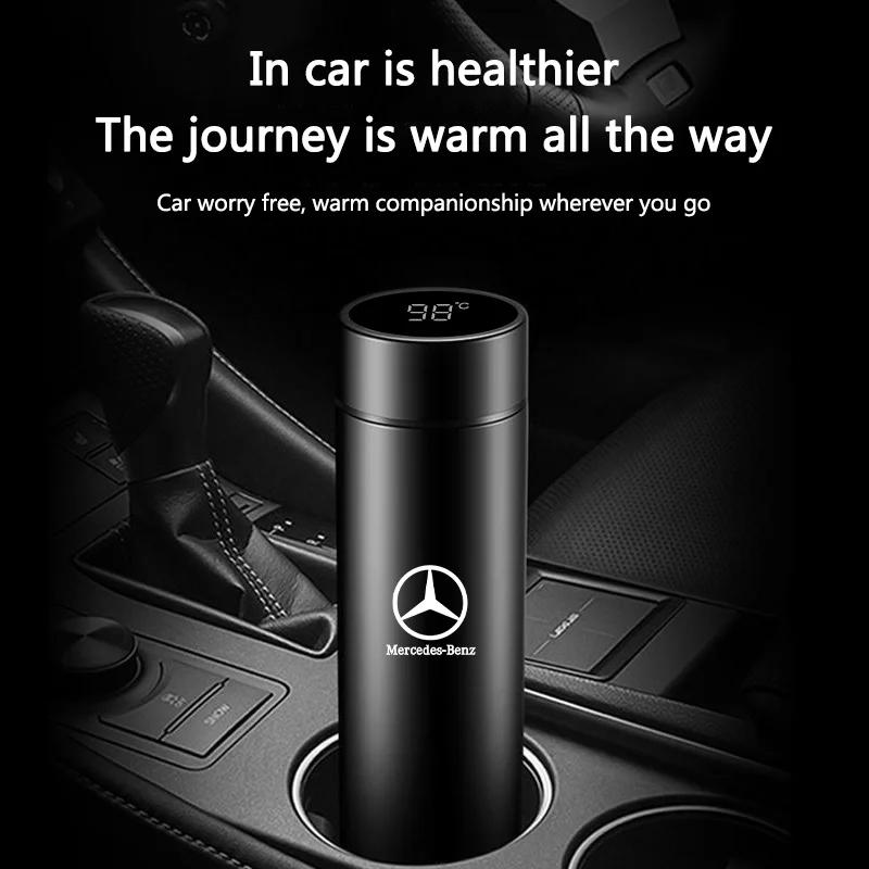 EMF1 Hot 2025 Stainless Steel Car Thermos Jug Smart Insulation Cup For Mercedes Benz A-Class W17 B-Class W247 C-Class W205 CLS-Class