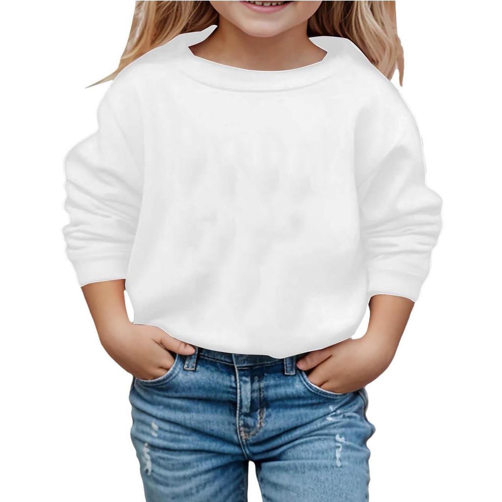 Свитшоты для малышей, девочек и мальчиков, свитер с круглым вырезом и длинными рукавами, хлопковый однотонный свитер, рубашки