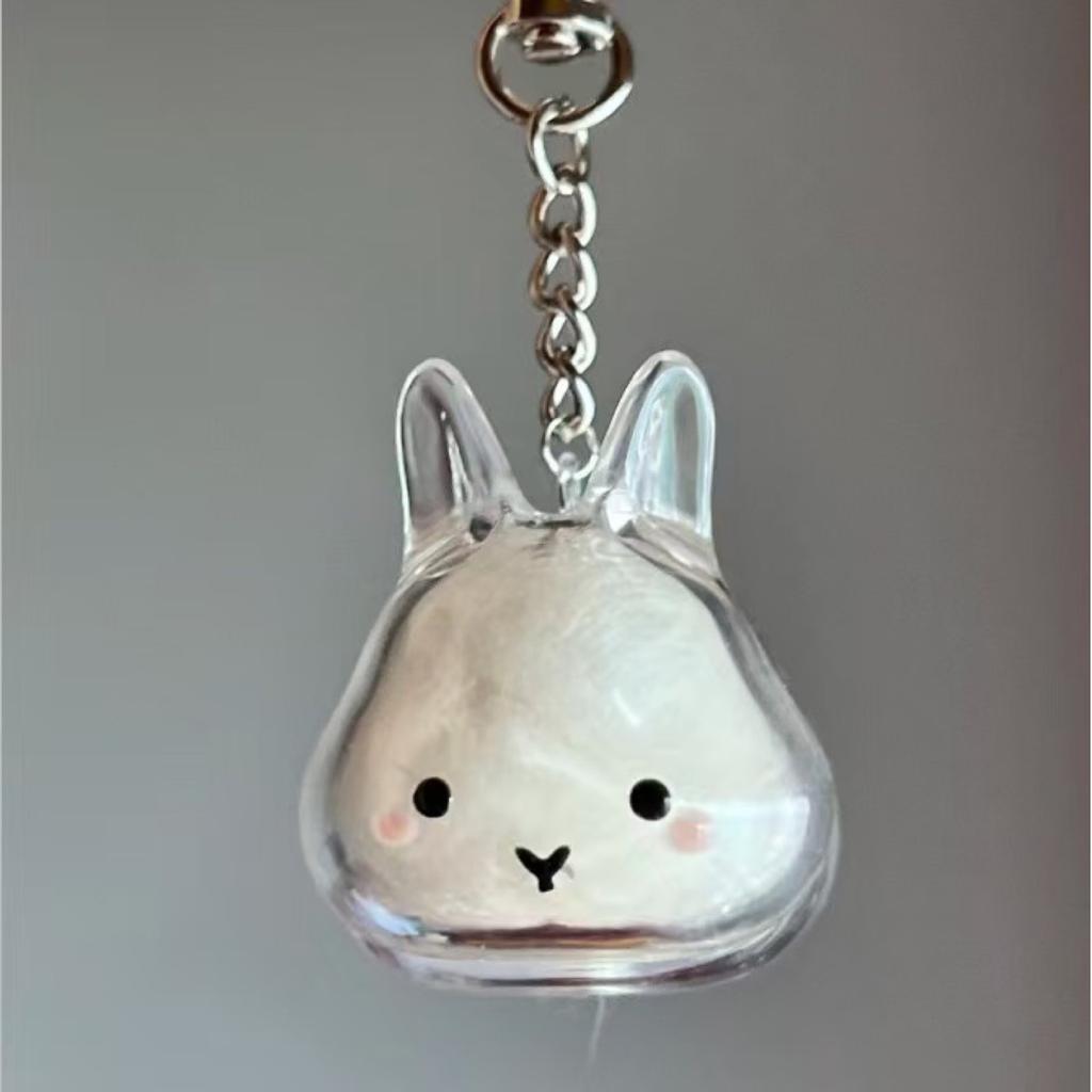 Funny Rabbit Shape Hair Storage Keepsakes Box Keychain Plastic Clear Pet Furs Collector Pendant Decors Pet Lover Gift