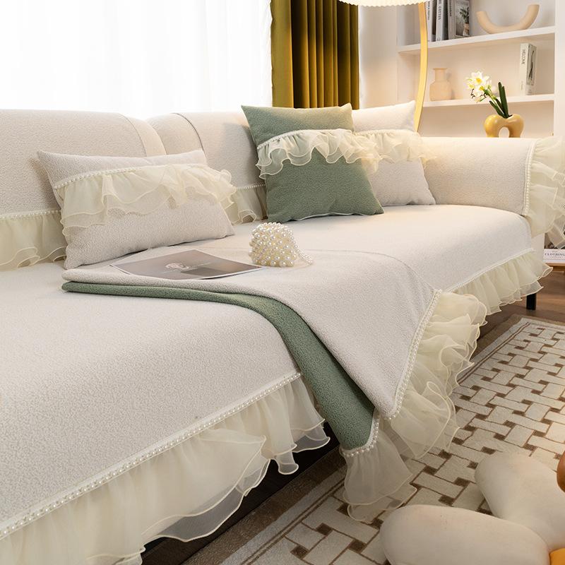 Новая подушка для дивана, универсальная нескользящая подушка для четырех сезонов, высококачественная подушка, минималистичный современный модный чехол для дивана с кружевным краем