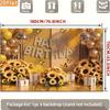 2D Birthday Photography Backdrop Yellow Background with Sunflowers, Butterflies and Balloons