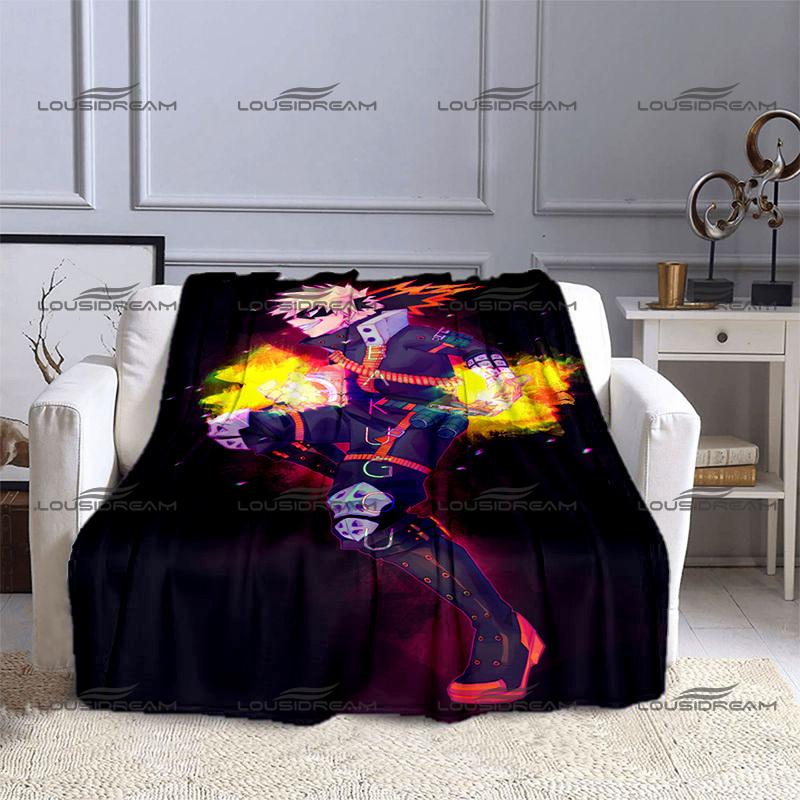 Cartoon Animation Pattern Blanket My Hero Academia Warm Flannel Thin Blanket Portable Home Travel Office Lunch Break Blanket