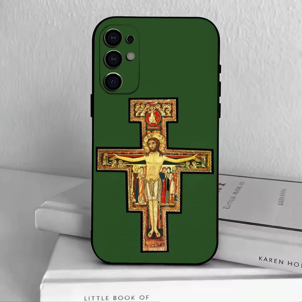 О-Православный Крест Чехол для Телефона для Samsung S25,S24,S21,S22,S23,S30,Ultra,S20,Plus,Fe,Мягкий Силиконовый Черный Чехол