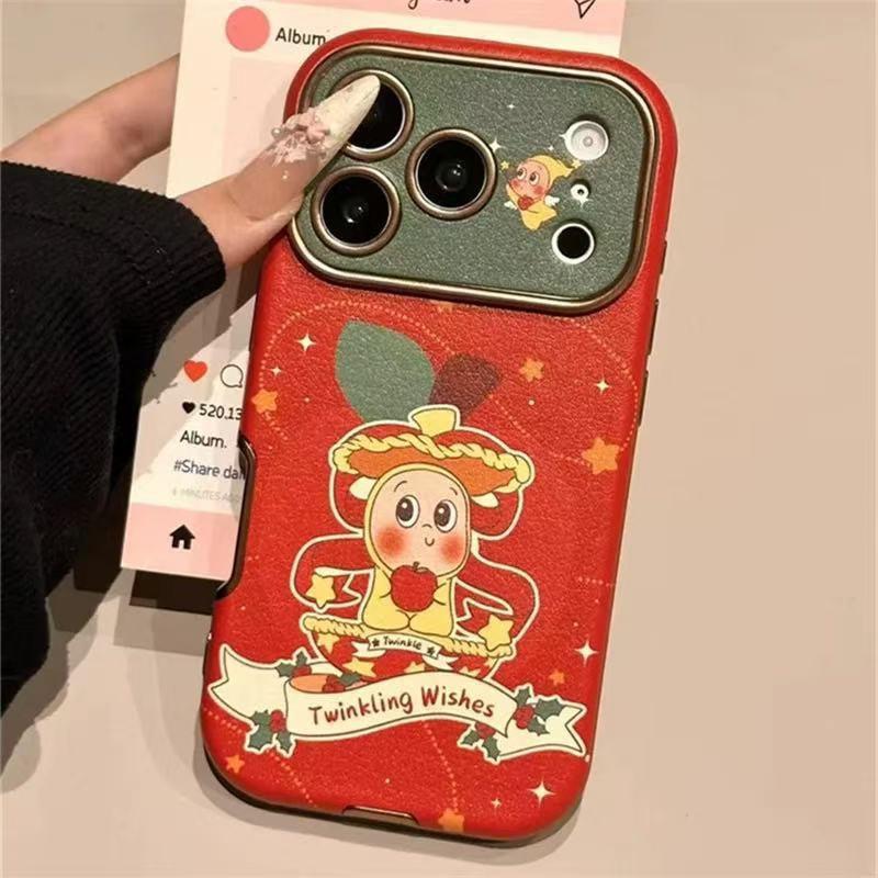 Рождественский мультяшный чехол-звезда для iPhone 17 Pro/16 Pro/15 Pro с большим окном