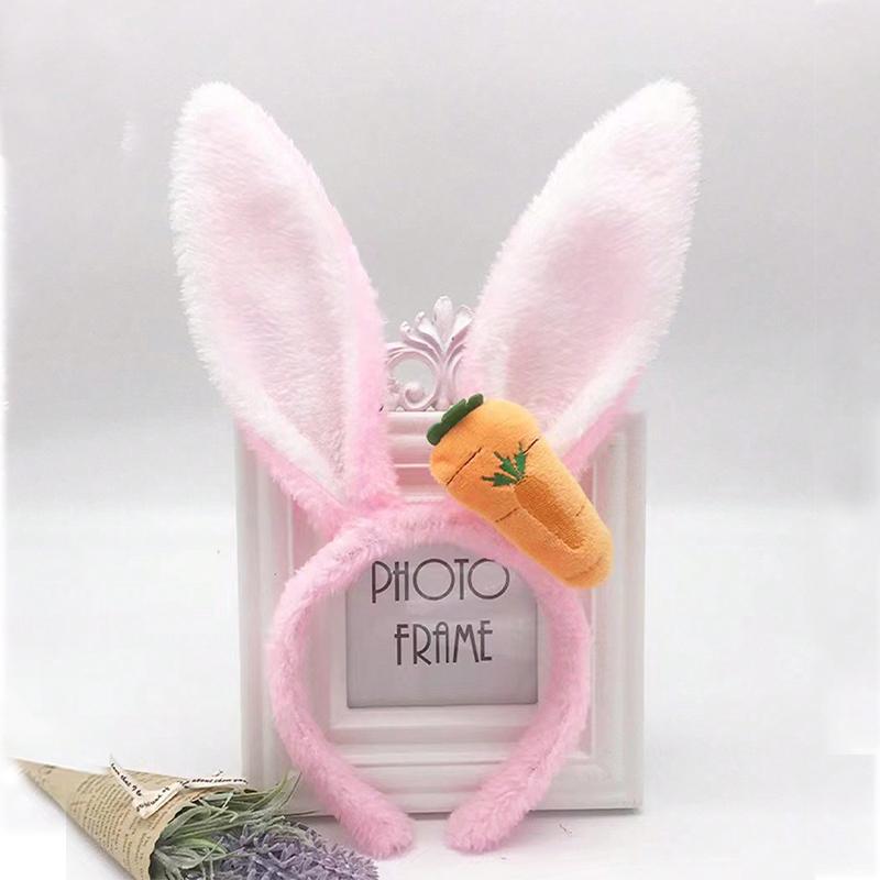 1 шт. повязка на голову с ушками пасхального кролика, милые плюшевые ушки кролика, повязка на голову с морковкой, аксессуары для волос, женская и для девочек, украшение для повязки на голову