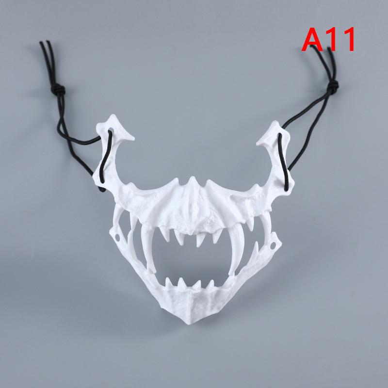 Skull Mask Party Long Teeth Demon Skeleton Half Face Mask Wolf Dragon Tiger Houjuu Nue Mask Cosplay Halloween Costume Props