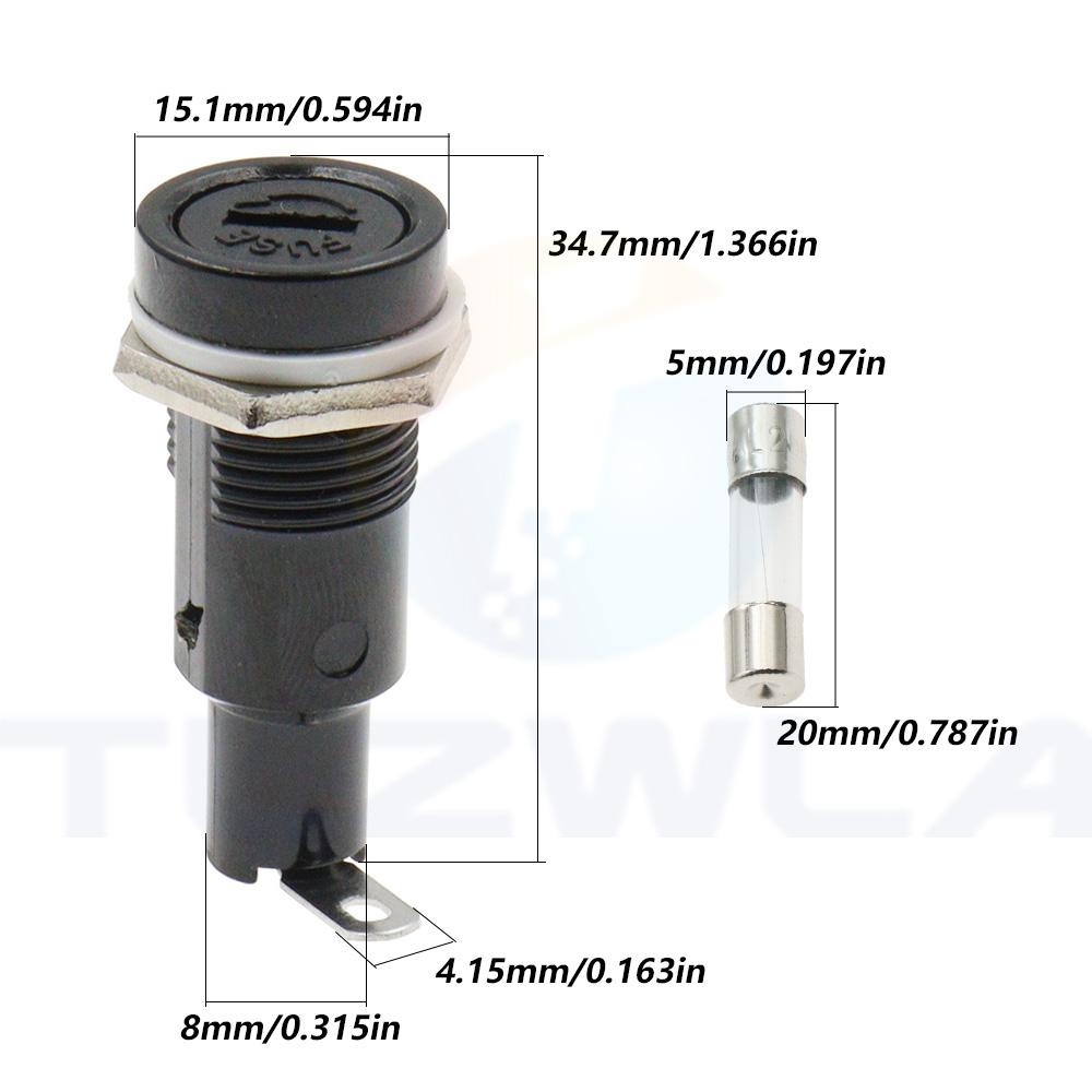 5PCS SCI R3-11 Panel Mount Chassis Fuse Holder For 5X20MM Glass Fuses 10A 250V 5*20 Holder Fuses Fuse Holders1