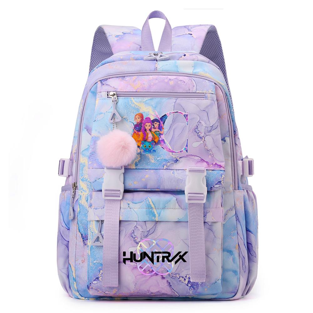 Cute Cartoon 26 English Letters Printed Backpack Schoolbag for Teenager Student Girl Boy Bookbag Large Capacity Waterproof Travel Bag Mochila
