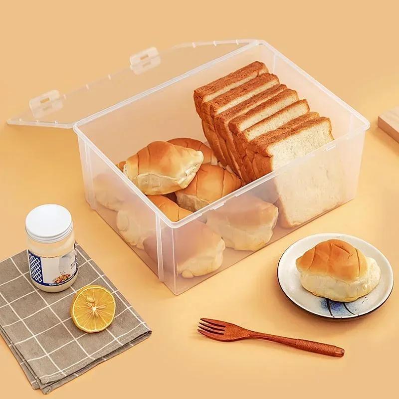 Plastic Bread Container Home Storage Box Kitchen Dispenser Baking Cake Containers Airtight Boxes Refrigerator Clear Organizer