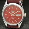 ВОССТАНОВЛЕННЫЕ МУЖСКИЕ АВТОМАТИЧЕСКИЕ ЧАСЫ SEIKO 5 СДЕЛАНЫ В ЯПОНИИ КРАСНЫЙ ЦИФЕРБЛАТ ЗАКАЗНЫЕ a440090-2 QV90-a440090