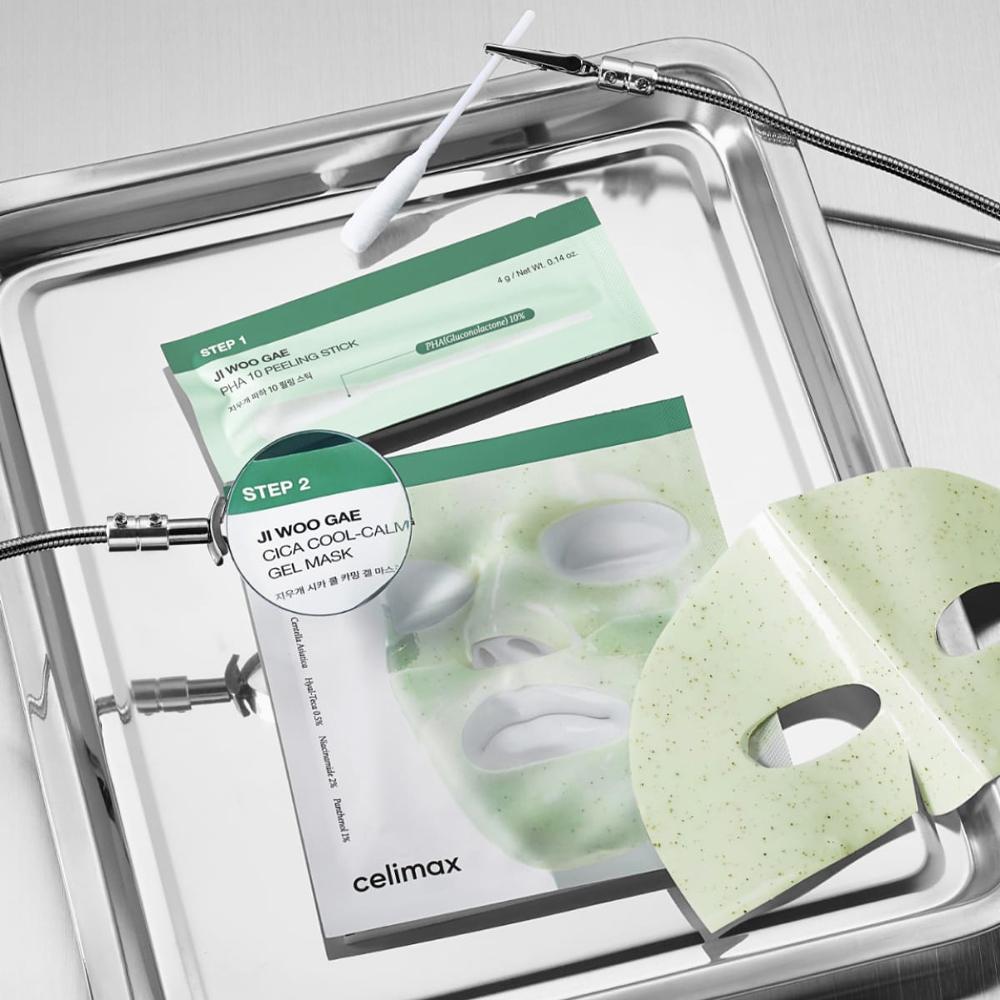 CELIMAX JI WOO GAE Cica PHA Пилинг 2-ступенчатая гелевая маска 34г