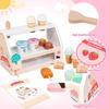 Деревянные игрушки для мороженого для игры малышей в магазин, игрушечная еда, кухонные принадлежности с ложкой и меню, игрушечная касса, рождественский подарок