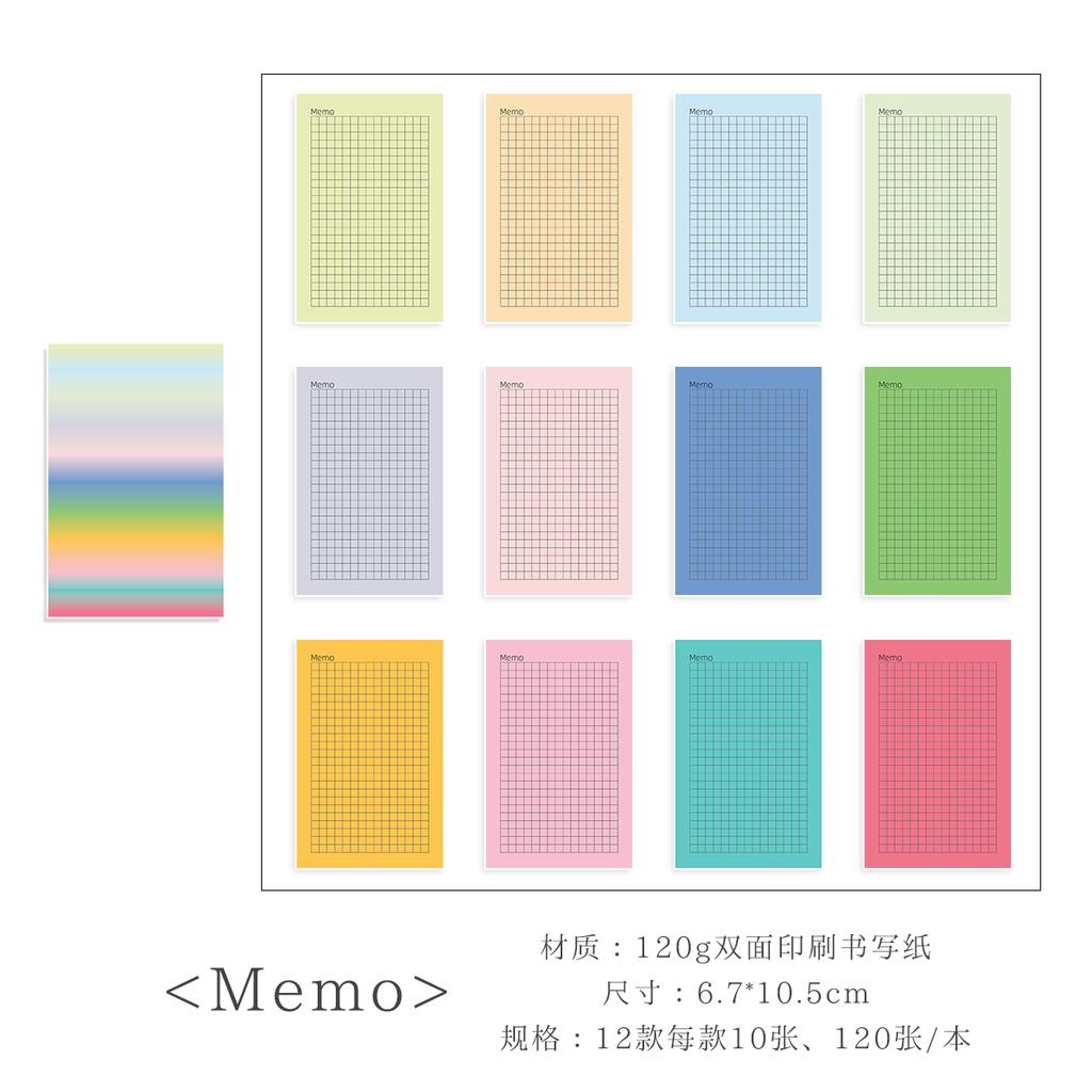120 Sheets Memo Pad M5 Tearable Notepad No-Sticky Memo Block for Scrapbooking&Journaling Colorful Notes for notes Rainbow Deco