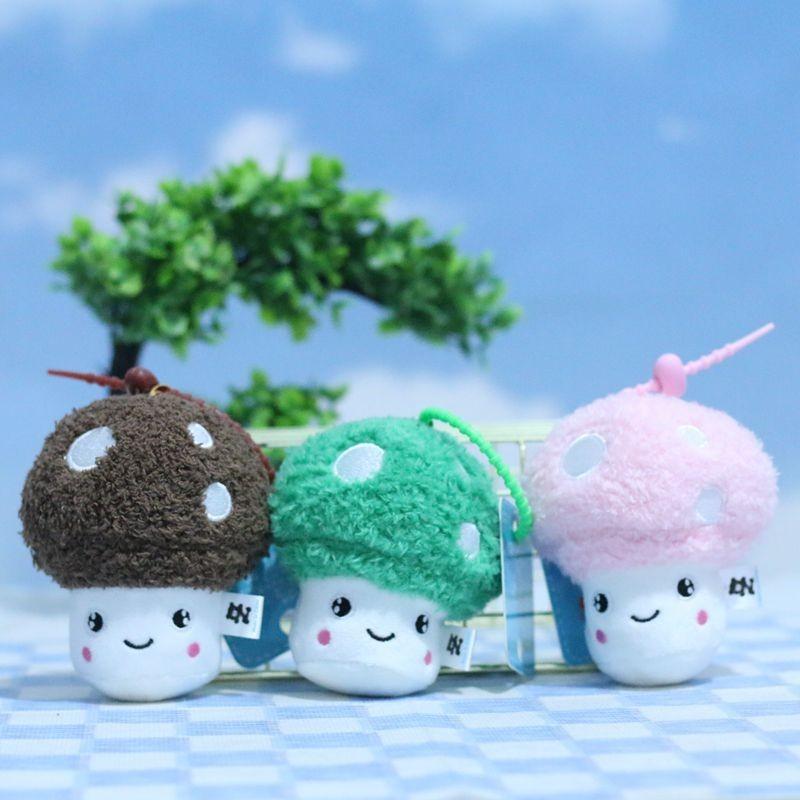 Cute Adorable Mushroom Plush Toy Keychain Bag Pendant Doll With Soft Fluffy Material