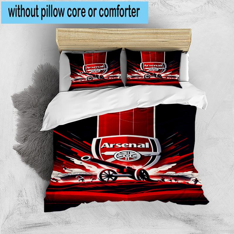 3pcs Arsenal Football Club Crest Printed Bedding Set Duvet Cover Closure Includes 1 Duvet Cover & 2 Pillowcases Bedding Sets Home Decor Gifts