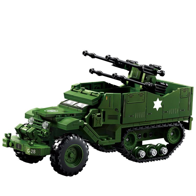 World War 2 WW2 Army Military Soldiers SWAT Halftrack Tank Destroyer Assemble Building Blocks Bricks Children's Toys Gift