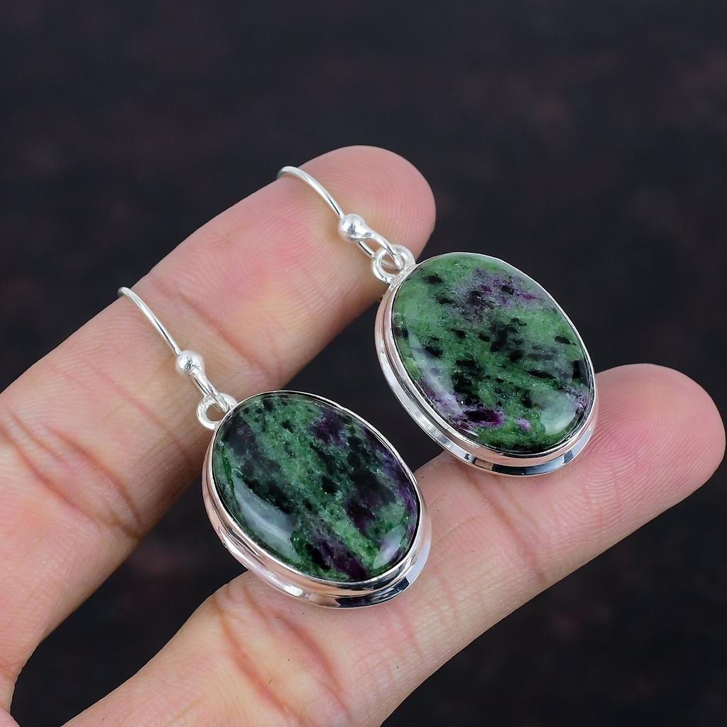 Ruby Zoisite Earring Natural Gemstone Earring Decent Jewelry 925 Sterling Silver Earring Ruby Zoisite Jewelry Handmade Earring Gifts For Her