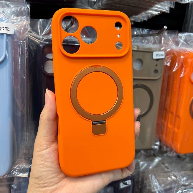 Magnetic Liquid Silicone Phone Case With Kickstand IPhone 17 Pro Max 16 15 Series Shockproof Anti-Slip Stand Cover