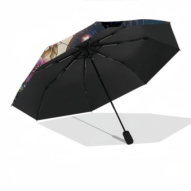 Fairy, Color RetroThemed Automatic Opening and Closing umbrella 8 Ribs, Suitable for Leisure and Going Out, Outdoor Accessory, Gothic Styl