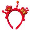Головной убор Новогодний обруч для волос Вышитый бант Древний стиль Повязка на голову Красная плюшевая повязка Фестиваль