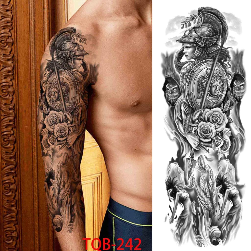 1 PC 480*170MM Full Arm Temporary Tattoo Sticker Sleeve Men Women Fashion Sexy Fake Tattoo Wolf  Lion Tiger Painting Tattoo Skull Angel Tattoo
